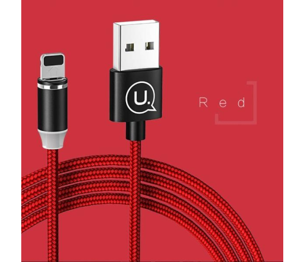 USAMS Kabel magnetyczny U-Sure lightning 1m 2,1A pleciony czerwony - 1568989 - zdjęcie 4